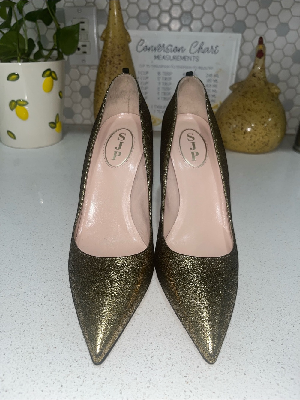 SJP by Sarah Jessica Parker Metallic Bronze Pointed-Toe Pumps